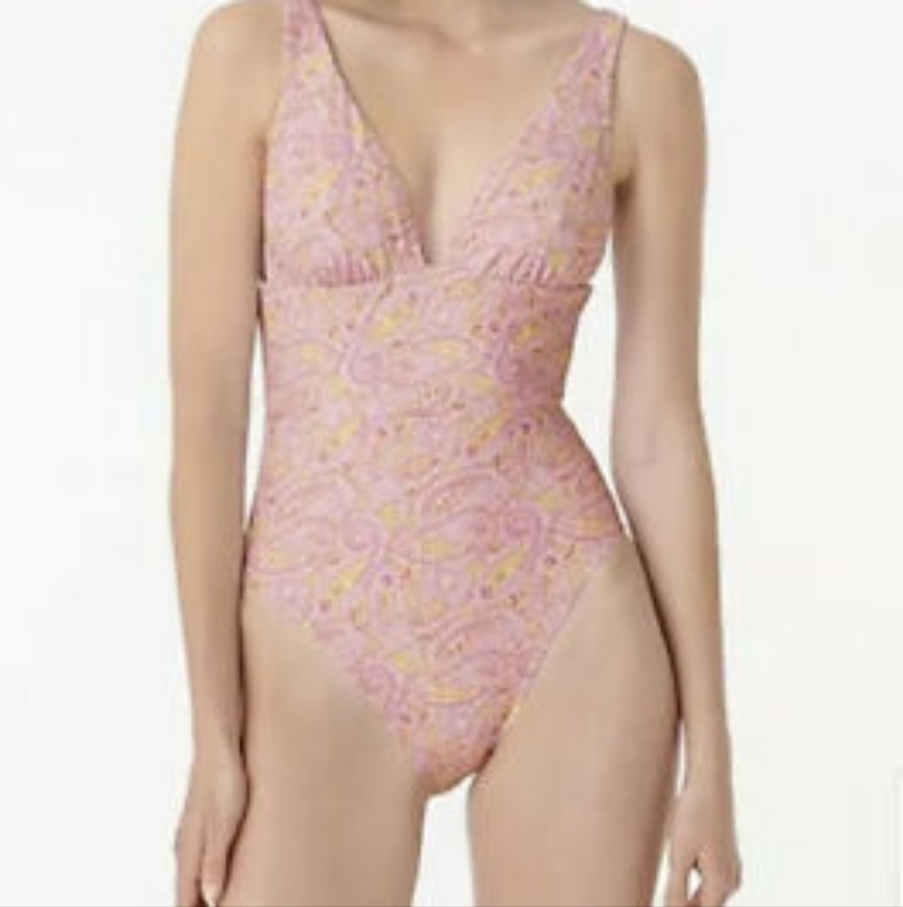 J. CREW v neck one piece in beach paisley